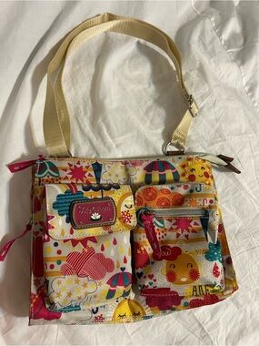 Lily Bloom Multicolor Printed Crossbody Bag with Cream Strap